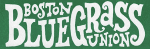 Boston Bluegrass Union case sticker in a fun typeface, designed by Eric Levenson