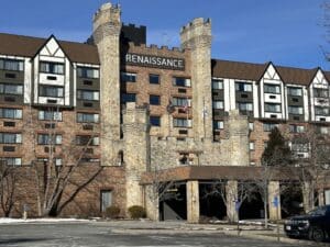 The Renaissance Sheraton Hotel, site of the Joe Val Bluegrass Festival. It looks like a castle.